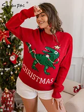 

Simplee Plus Cartoon cute plus size Christmas sweater women Casual oversize jumper new Fashion long sleeve red big size pullover