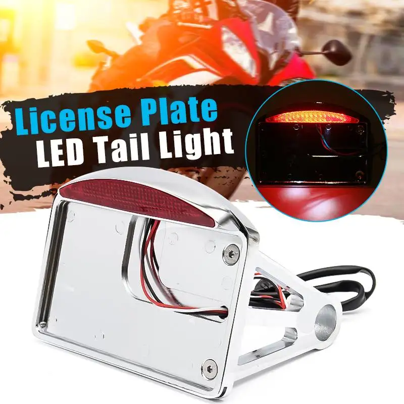 

Horizontal/Vertical Black Chrome Universal Motorcycle License Plate LED Tail Light Side Mount Bracket For Davidson License Plate