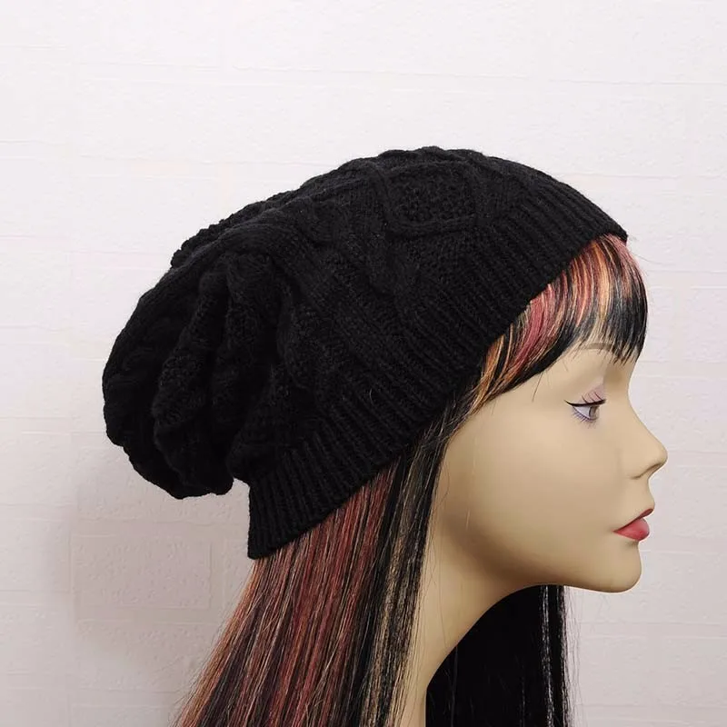 Winter Women Hats Beanies Black Knitted Twist Female Caps Bonnet Elastic Warm Girls Hats czapka zimowa