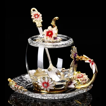 

Luxury Creative Designer Special Transparent Crystal Carve patterns Glass Cup For water tea Home Drinking Ware wedding gift