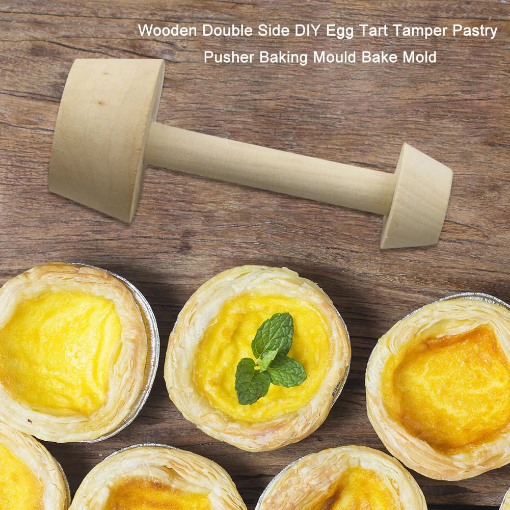 Wooden Double Side DIY Egg Tart Tamper Pastry Pusher Baking Mould Bake Mold