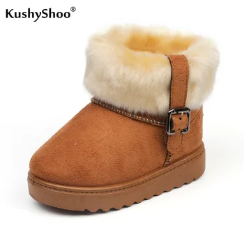 

KushyShoo Kids Snow Boots Girls Cotton Shoes Baby Korean Shoes Warm Non-slip Solid Winter Boots for Girls Boys Snow Boots