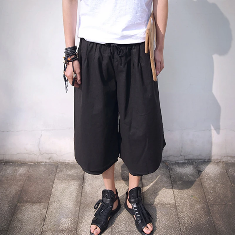 Men's Wide-Leg Pants Summer New Couples With The Same Style Yamamoto Style Fashion Leisure Super Loose Large Size Seven Pants