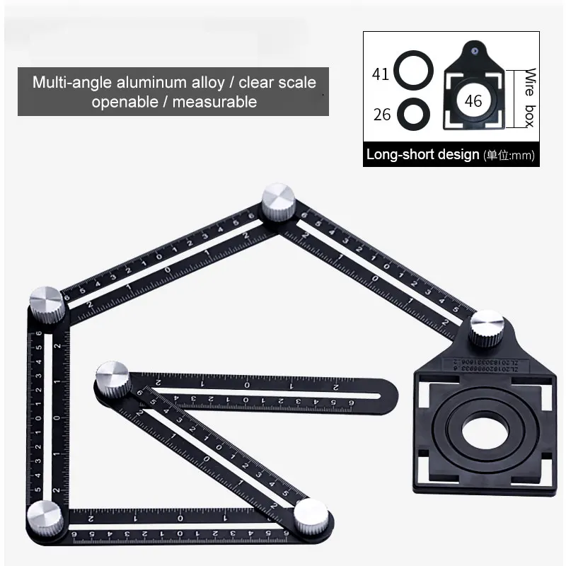 

Adjustable Angle Measuring Ruler Protractors Multi ruler Floor Tile Hole Locator Glass Woodworking Universal Puncher
