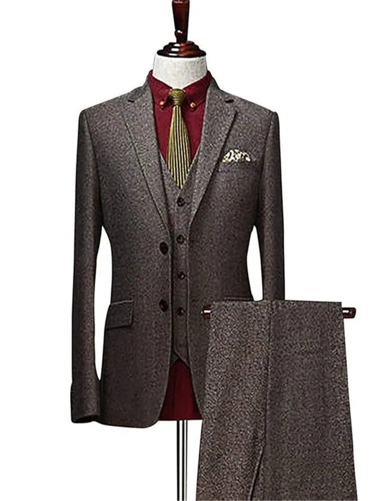 2020 Brown Mens Suits Wool 3 Piece Check Costume Homme Tweed Tailored Fit Peaky Blinders Gatsby 1920s Suit 2020 Brown Mens Suits Wool 3 Piece Check Costume Homme Tweed Tailored Fit Peaky Blinders Gatsby 1920s Suit