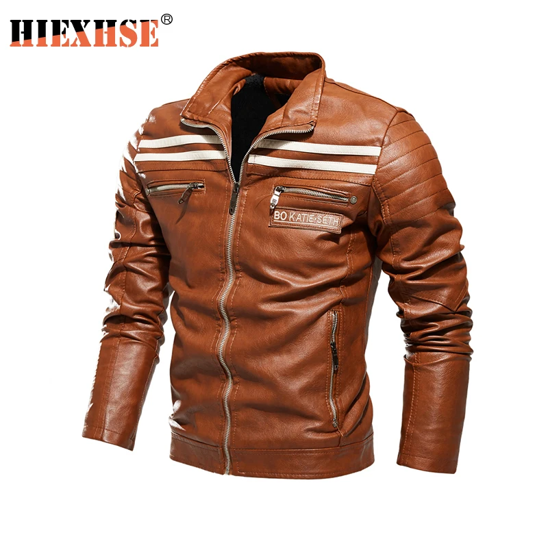 

Men's Jacket 2020 Leather Jacket pu Motorcycle Jacket Solid Color Self-Cultivation Cross-Border For Cashmere Leather Men Coat