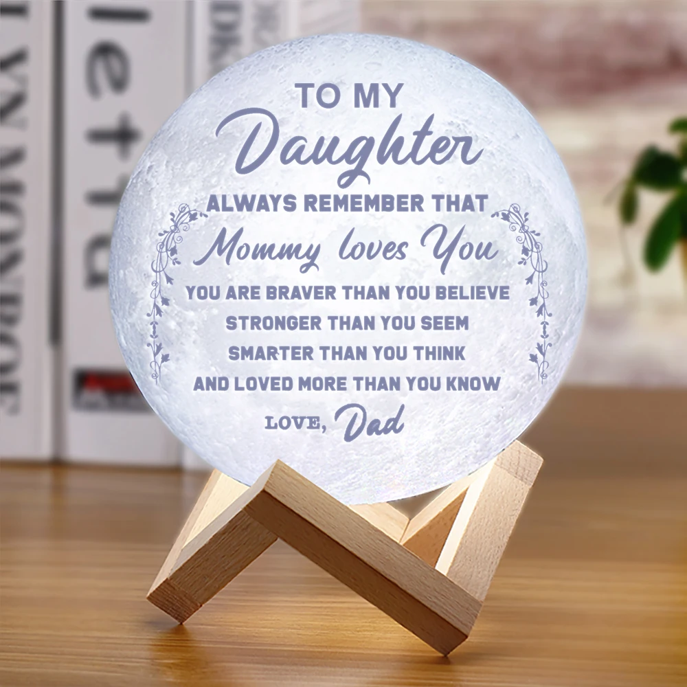 To daughter Dad 3D Moon Lamp Night light for girlfriend Wife Gifts LED Night lamp Tap Control 3 Colors Moon Light for Christmas Birthday - Испускаемый цвет: To daughter Dad
