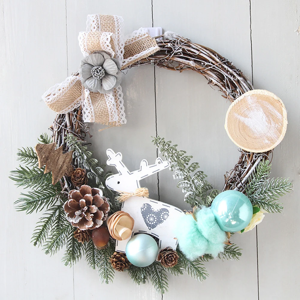 

Christmas Wreath Simulation Pine Cones Flower Vine Circle Christmas Day Banquet Home Decorations