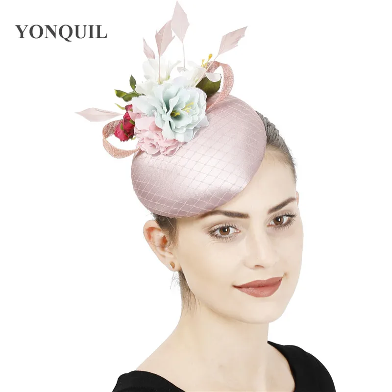 Satin Peach Fashion Bride Wedding Hat 