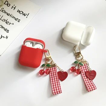

Crystal Cherry Charm Headset Case for Airpods Earphone Protect Cover Silicone Bluetooth Wireless Earphone Cover For Airpods Cute