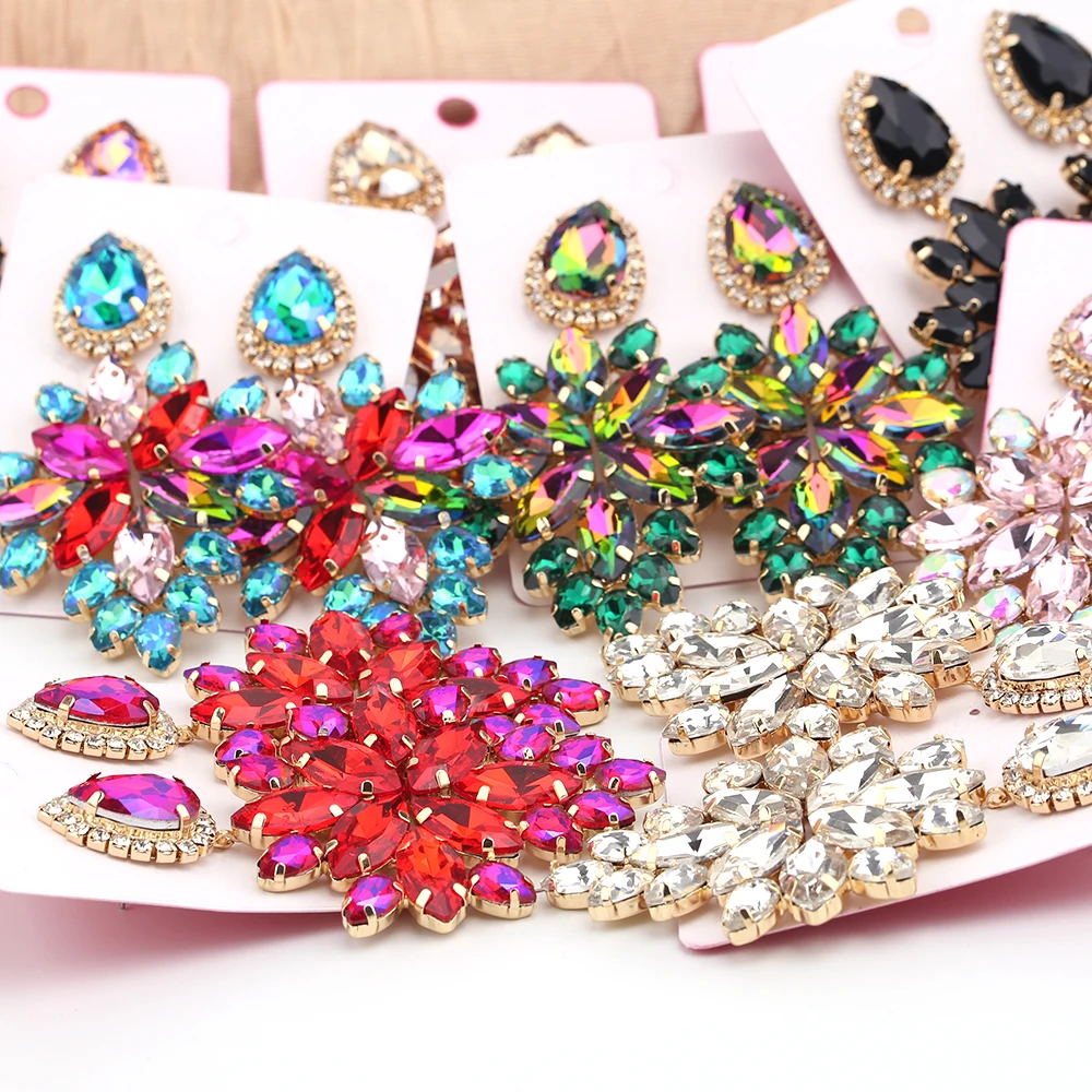 New Rhinestones Jewelry Statement Earrings Big Drop Earrings For Women Fashion Accessories Women
