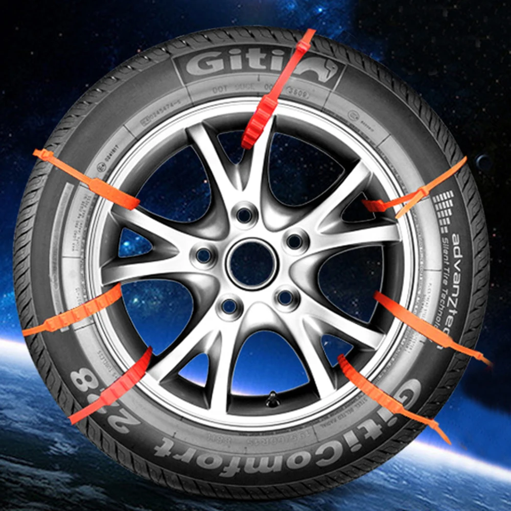Для безопасности автомобиля 10x автомобиль грузовик оранжевые шины колесные цепи Зимний снег грязевая лента противоскользящие принадлежности