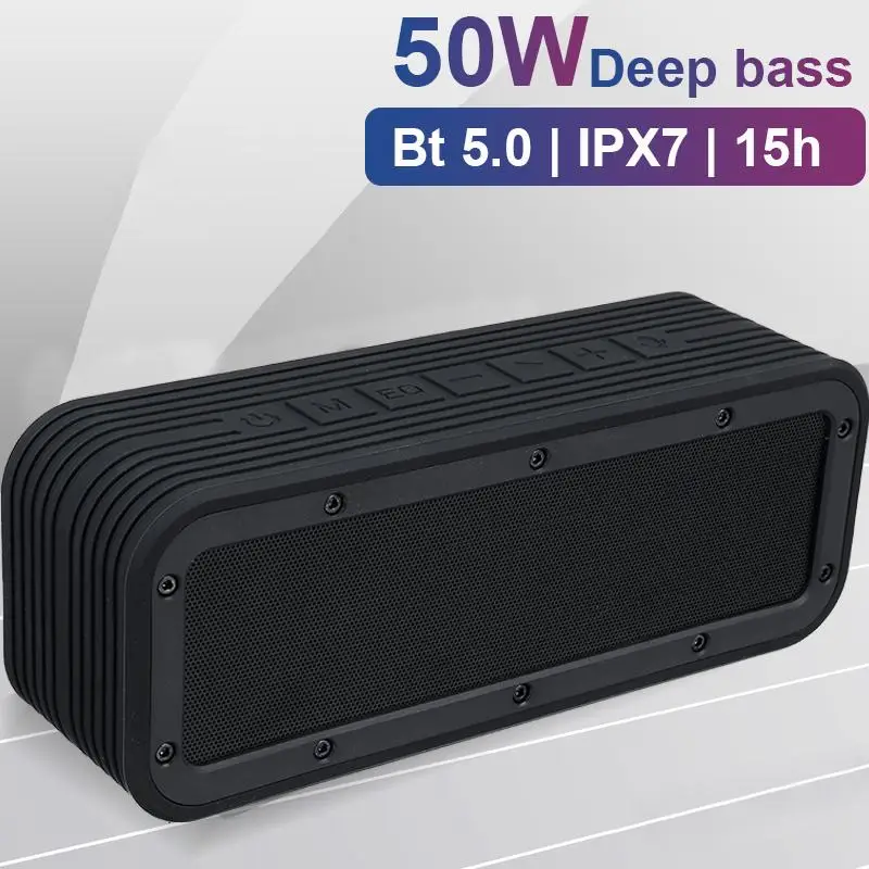 

50 Вт Колонка Bluetooth динамик IPX7 Водонепроницаемый Беспроводной HIFI динамик высокой мощности супер бас DSP сабвуфер музыкальный центр звуковая панель с реверсивным звуковым