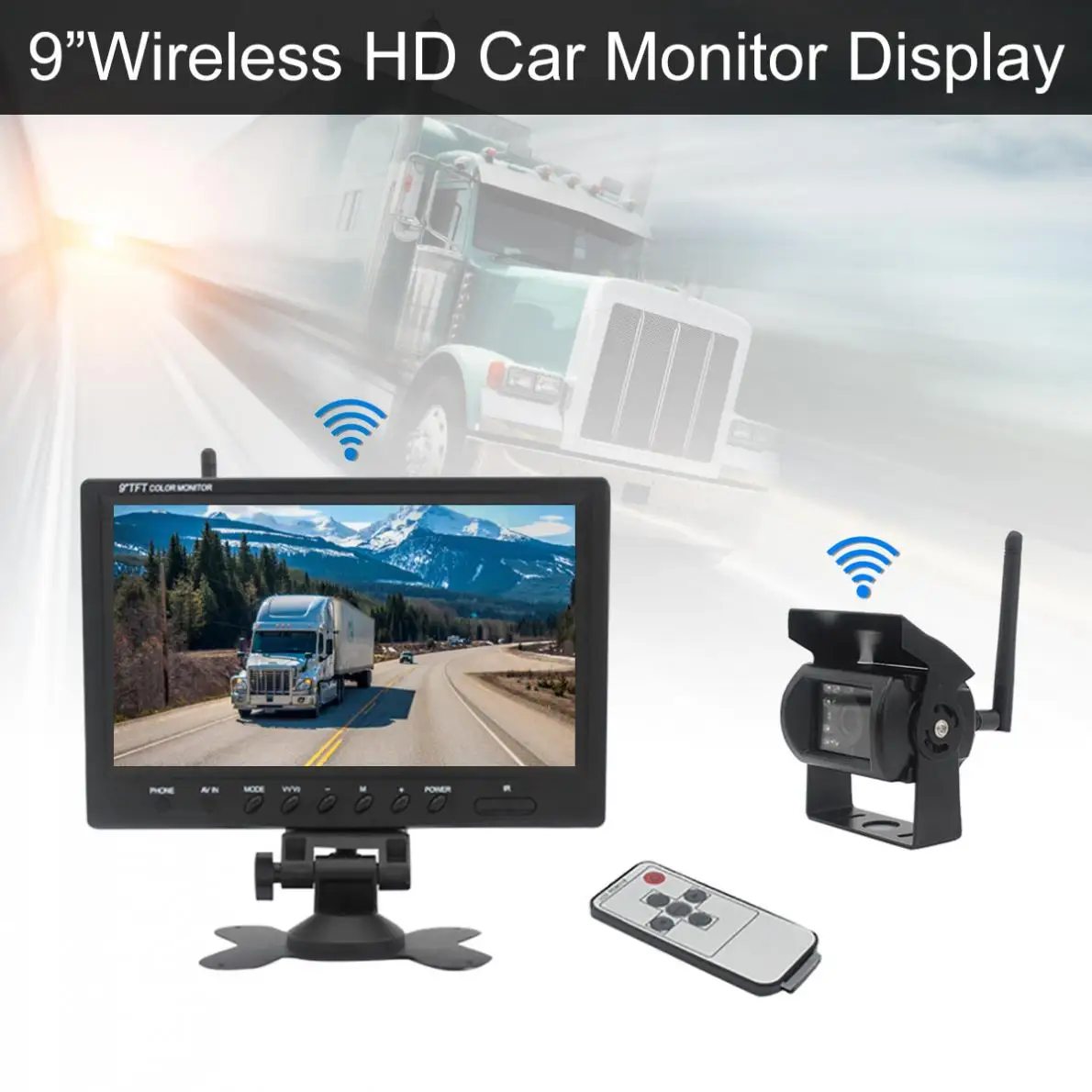9 дюймов беспроводной HD TFT lcd Автомобильный монитор+ Водонепроницаемая камера ночного видения для автобуса грузовика лодки система видеонаблюдения