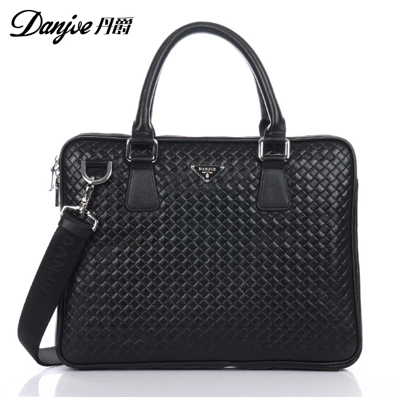 

New Products Full-grain Leather Business Cross Handbag Woven Pattern Leather Shoulder-bag MEN'S Leather Bag Boutique Men's Bag