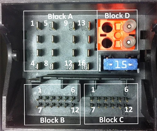 This is the 40 (16+12+12) pin QuadLock Fakra Head Unit Car Stereo connector