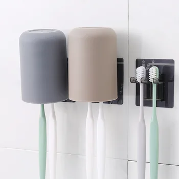 

Toothbrush Holder Punch-Free Toilet Rack Bathroom Toilet Creative Tooth-Cleaners Shelf Toothbrush Cup Holder Wash Set