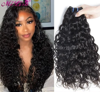 

30 Inch Brazilian Water Wave Bundles Mi Lisa 100% Human Hair Bundles 3 4 Bundles Human Hair Extension Natural Color Remy Hair