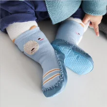 Детские носки на резиновой подошве для малышей; зимние носки-тапочки для маленьких мальчиков и девочек; противоскользящая обувь; мягкая подошва