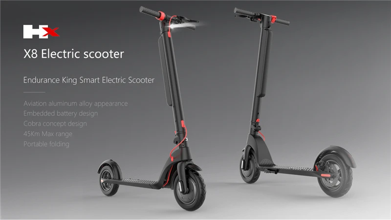 x-передняя X-8 Smart Электрический скутер 360 Вт Мотор 10 дюймов 2 колеса доска для ХОВЕРБОРДА скейтборда 45 км Макс миль внедорожная фара для электровелосипеда