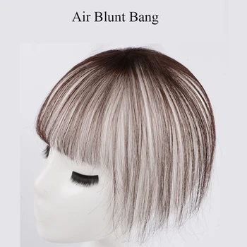 Allaosify Synthetic Long Straight Hair Air Bangs Black Hairpin Bangs High Temperature Hair Topper with Bangs Clip In Extensions 3