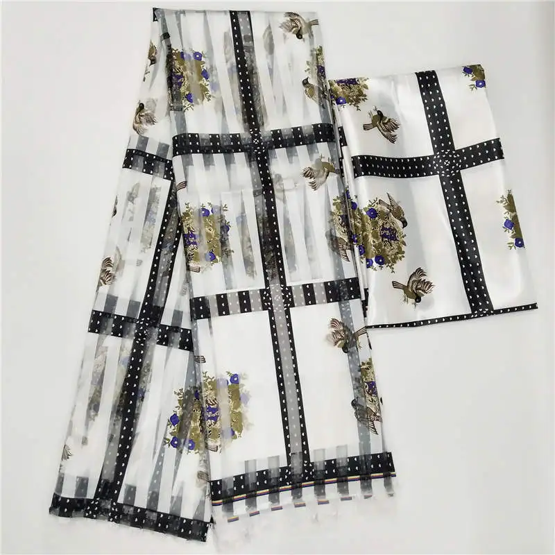 Горячая имитированный шелк Африканский принт ткань органза и лента для одежды материал ткань! F8101 - Цвет: Бежевый
