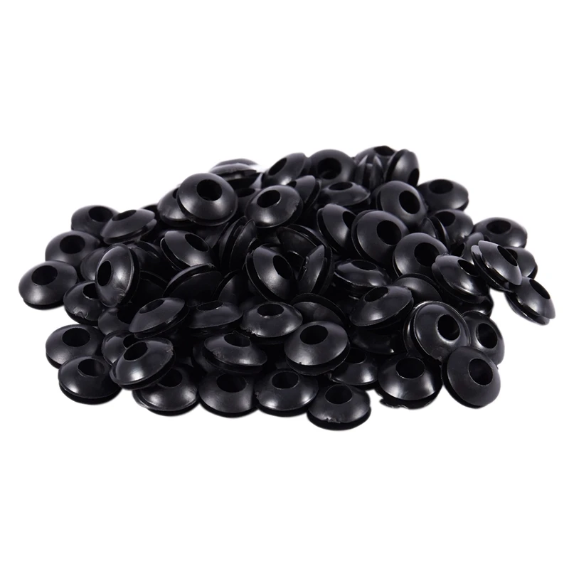 90pcs Black Rubber Grommet Electrical Cable Wire Gasket 1.5mm Groove