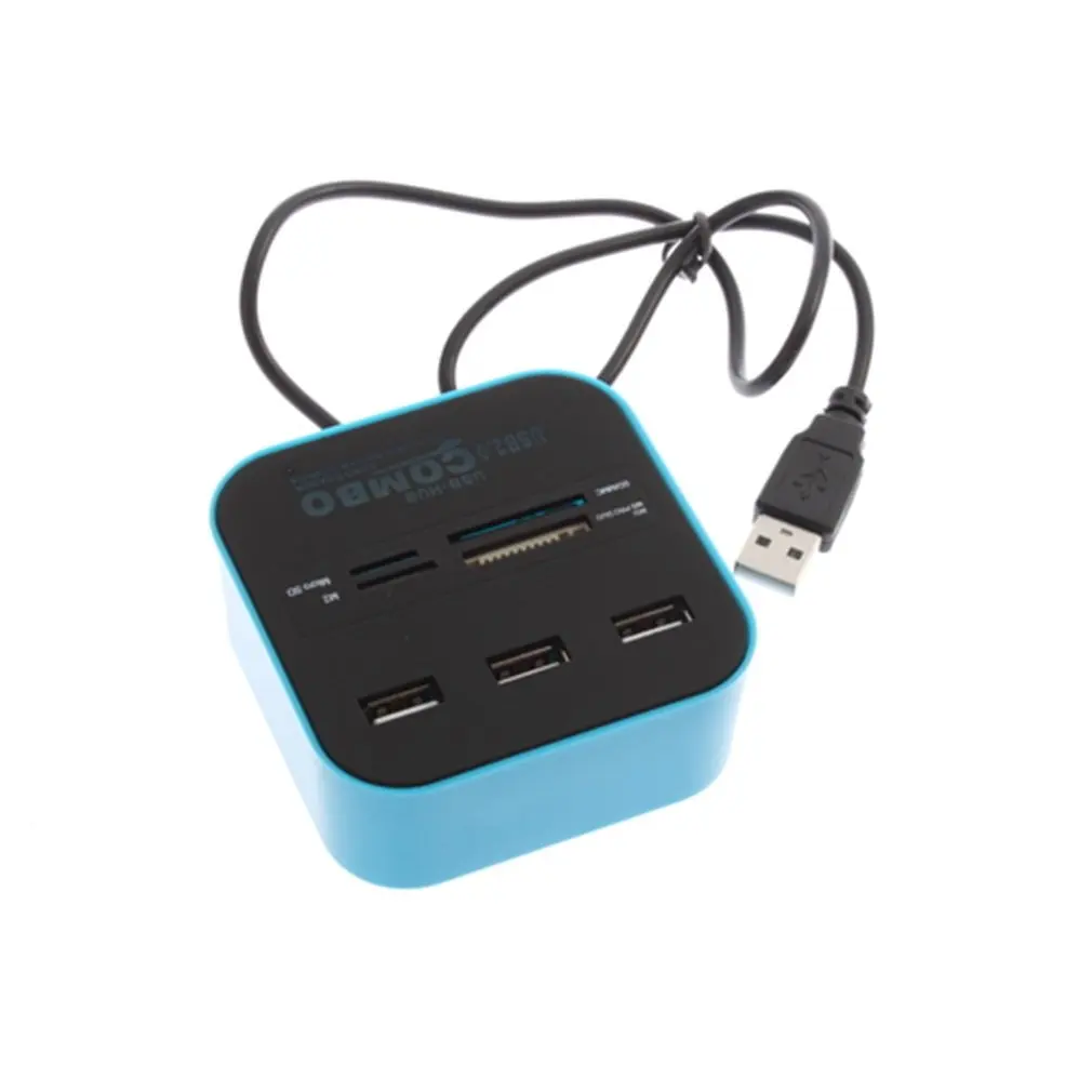 1 шт. USB 2,0 хаб комбинированный все в одном мультикардридер с 3 портами для MMC/M2/MS синий цвет C1