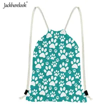 Jackherelook милая собака кошка лапа шнурок сумки для женщин мужчин рюкзак путешествия Softback Mochila зеленый синий милый мода для девочек