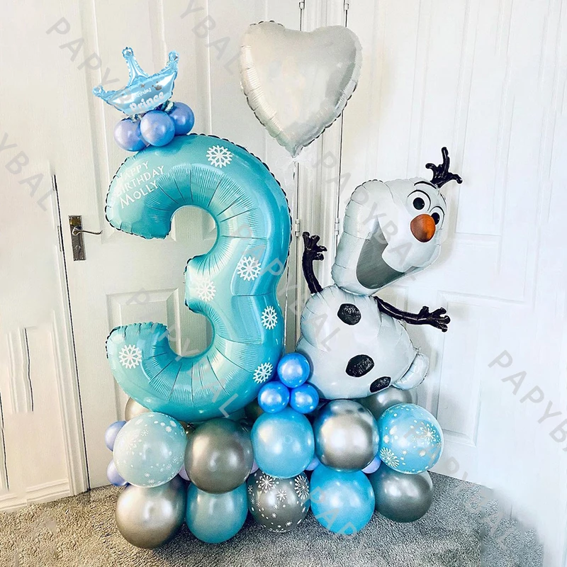 

1Set Disney Frozen Olaf Aluminium Foil Balloons Set Kids Birthday Arch Garland Kit Snowflake Latex Baloon Baby Shower Globos