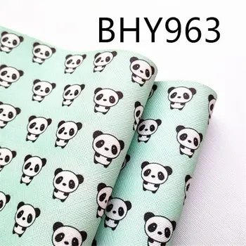 

Free shipping 20*33cm A4 panda print synthetic leather fabric for DIY accessories BHY963