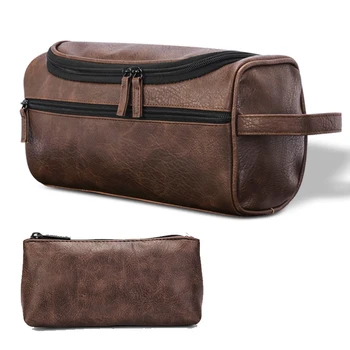 

Waterproof Toiletry Bag Travel Storage PU Leather Organizer Large Capacity Makeup Portable Hanging Men Women Cosmetic Shaving