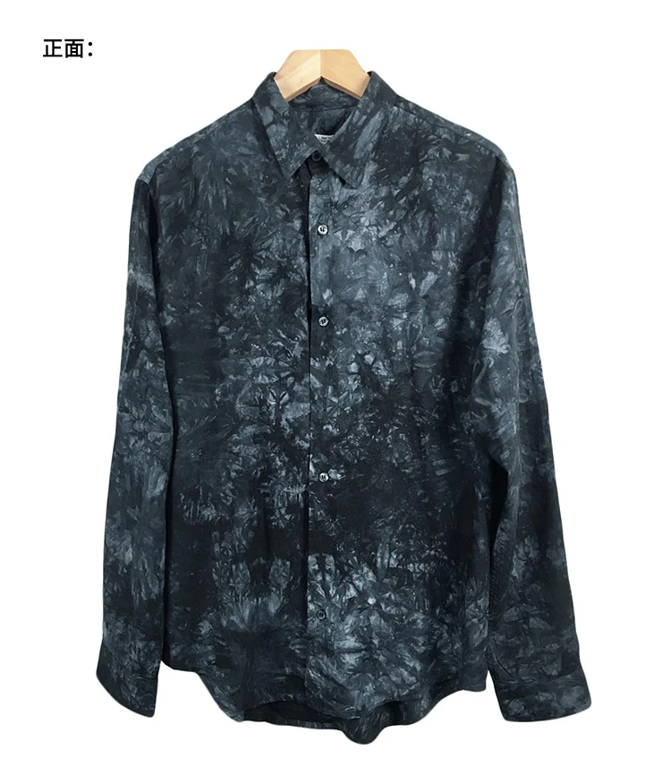 Новая Осенняя мужская рубашка с принтом, тонкая мужская одежда, темная рубашка с длинными рукавами для отдыха, S875-6