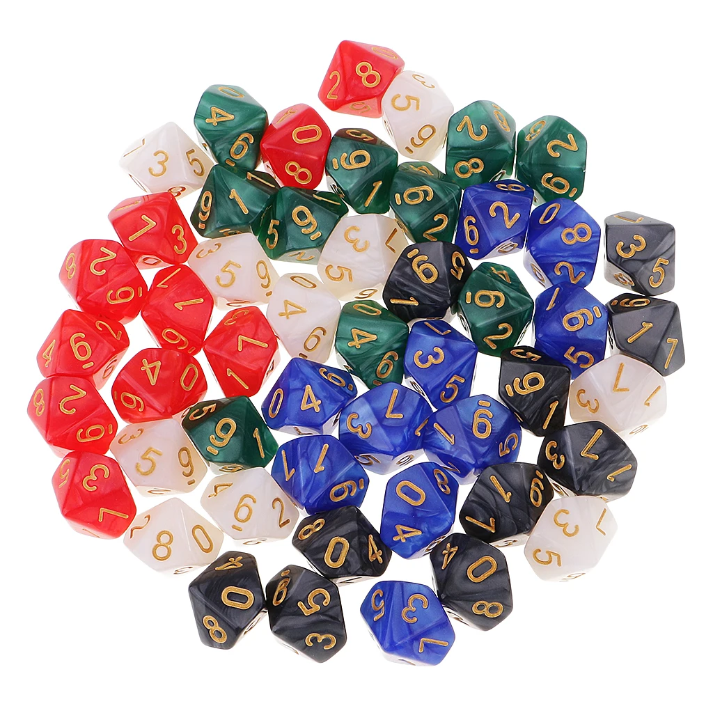 50 Pieces D10 Dice 16mm 10 Sided Die Set with Dice Bag for D&D Role Playing Games