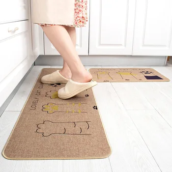 

Waterproof Kitchen Mat for Floor Anti Slip Oil Proof Kitchen Carpet Flax Long Hallway Rugs Home Decor Entrance Doormat