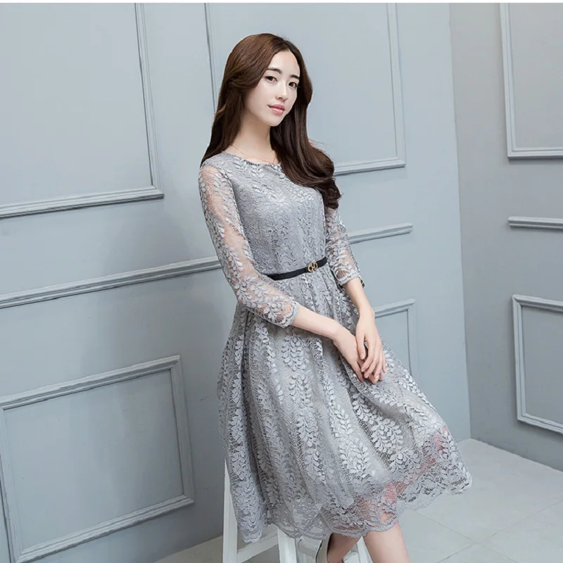 Spring Autumn Women Elegant Lace Dress 