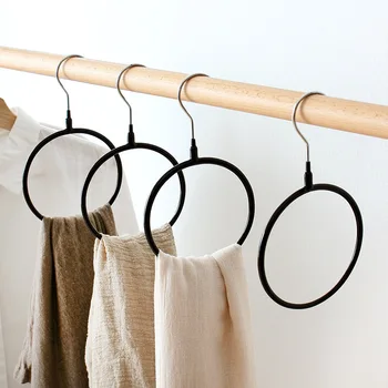 

Wardrobe drying rack round iron hanger creative scarf storage rack metal round hanger multifunctional scarf leather tie display