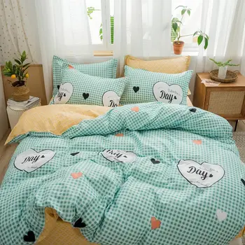 

Light luxury style comfortable bed cotton four-piece cotton pure cotton simple cute cartoon small fresh spring and autumn models