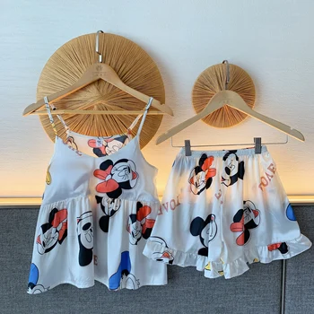 

HaloSweet Sexy Summer Slik Pajamas Sling Sleepwear Women Home Clothes For Female Lady Pijamas Cute Shorts Two Piece Pyjamas