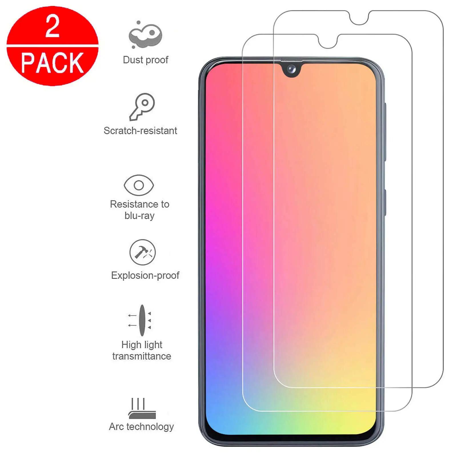 

2pcs Tempered Glass for samsung a40 a50 Protective Glas Screen Protector Safety Tremp on galaxy a 40 50 Protective Film
