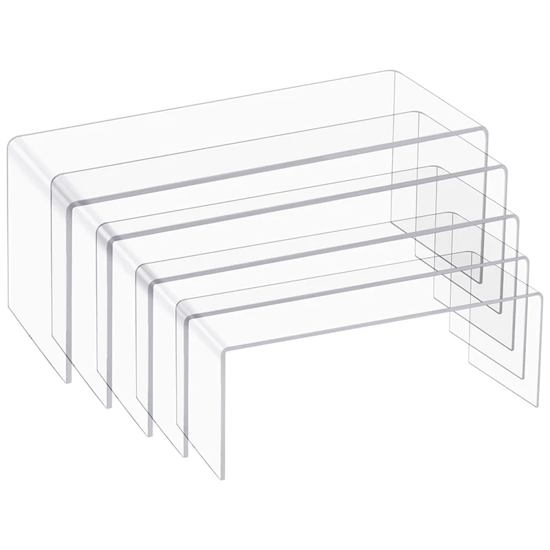 5 Pack Clear Acrylic Display Risers, 5 Sizes Acrylic Jewelry Dis