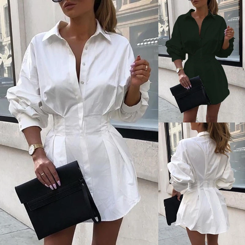 Vestido camisero blanco mujer Clearance