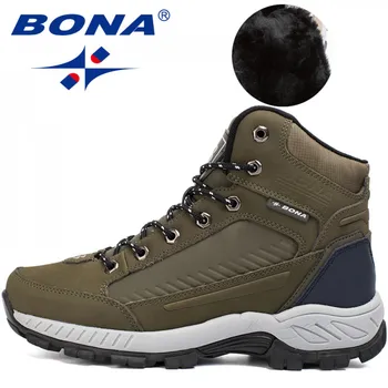 

BONA New Popular Style Men Hiking Shoes Outdoor Walkng Jogging Trekking Sneakers Lace Up Climbing Boots For Men Free Shipping