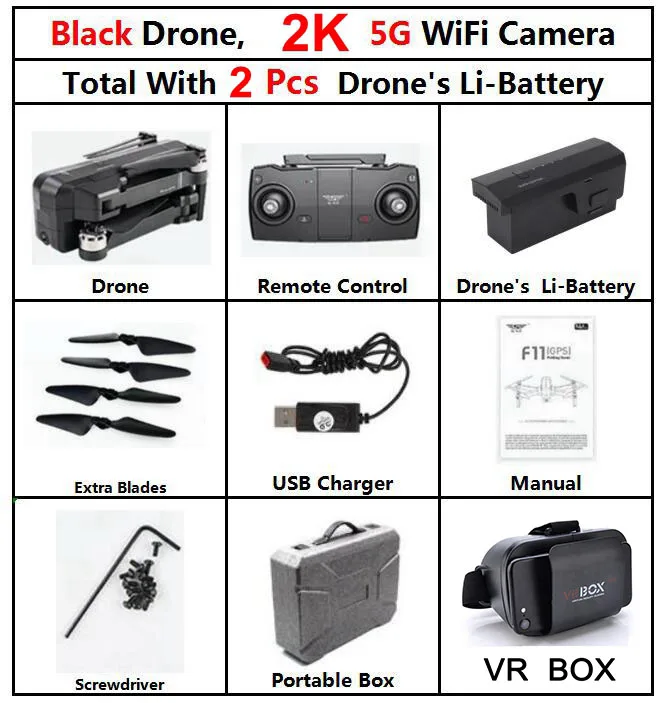 SJRC F11 PRO gps RC складной бесщеточный Квадрокоптер вертолет с Wifi FPV 1080 P/2 K HD камера VS s70w s20w z5 Квадрокоптер - Цвет: F11Pro 2B ASM VR