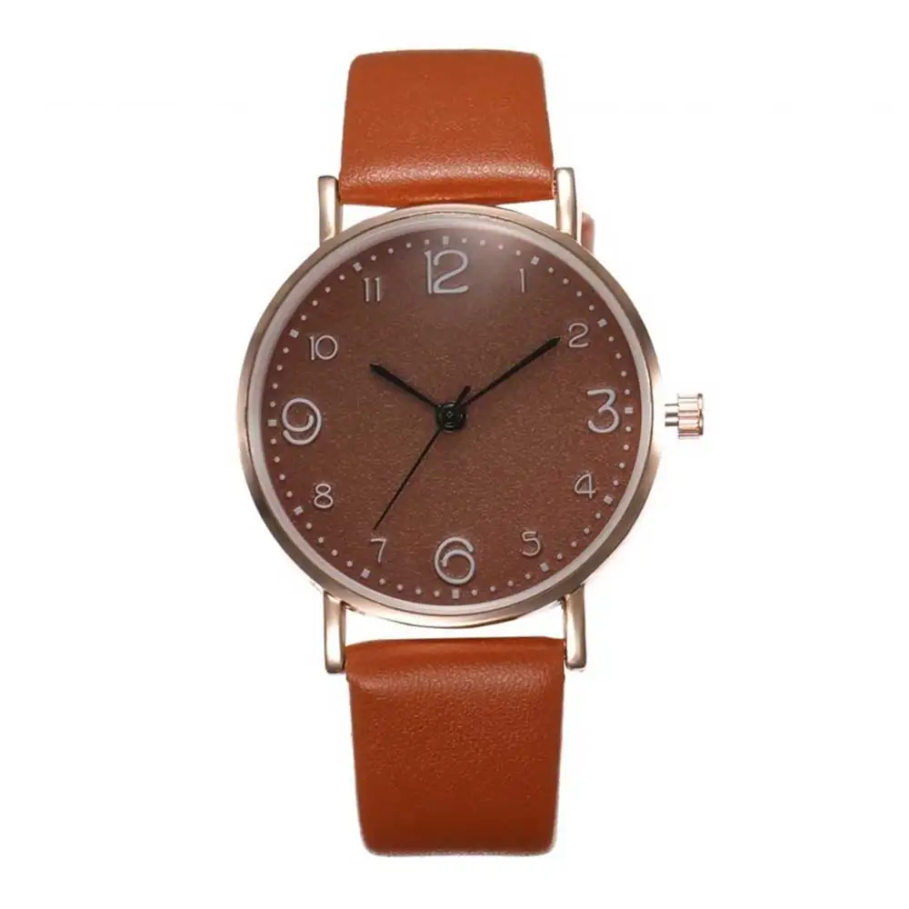 Женские часы из розового золота Роскошные модные простые Универсальные женские часы кварцевые наручные часы Reloj Mujer Часы Relogio Feminino - Цвет: Коричневый