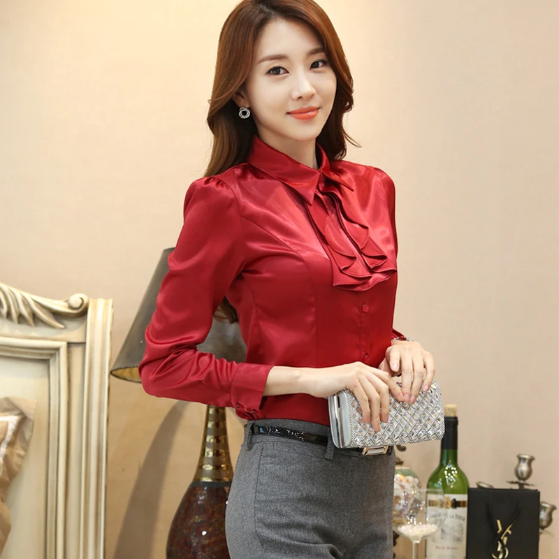 Women Shirt Spring Autumn French Retro Palace Style Wine Red Ladies Sweet  Bowknot Tie Flared Sleeve Lace Blouse Blusa Feminina|Shirt| - AliExpress