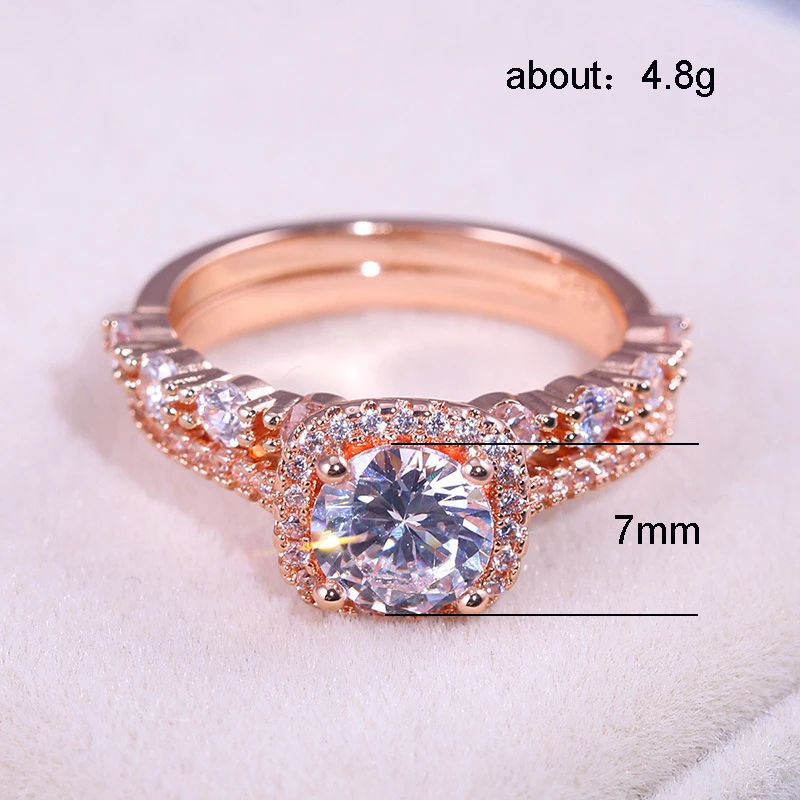 YOBEST женское квадратное кольцо набор роскошный розовый позолоченный Кристалл Циркон Обручальное кольцо обещание на помолвку кольца для женщин - Цвет основного камня: R00098
