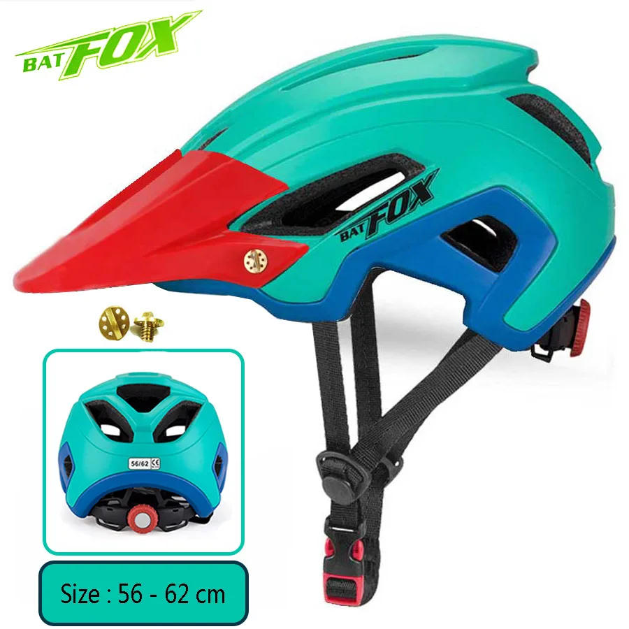692-Blue-Red BATFOX велосипедный шлем для взрослых горная дорога унисекс велосипедный шлем для мужчин открытый спортивный защитный большой козырек шлем - Цвет: 692-Blue-Red
