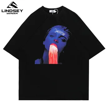 

LINDSEY SEADER Creative Funny Print Short Sleeve Tees Shirts Streetwear Men Women Hip Hop Harajuku Casual Cotton Tshirts Male