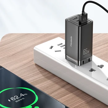 

US/EU/UK Plug 65W GaN Wall Charger Portable 3 Port Fast Charging Charger QC PD 3.0 Power Adapter Mobile Phone Tablet Laptop Part